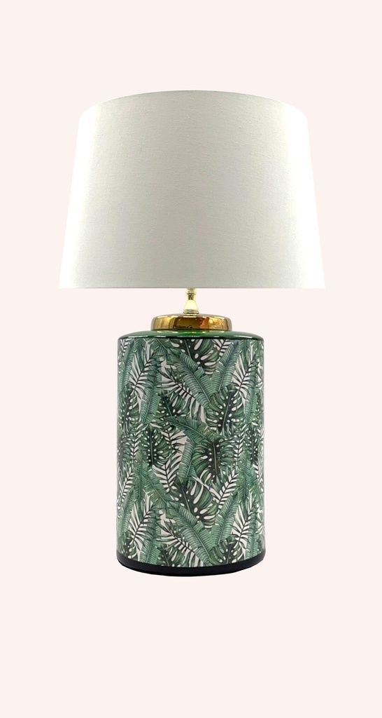 [4255851703839] Green Leaves M (Baumwollchintz matt Ecru, Weiß)