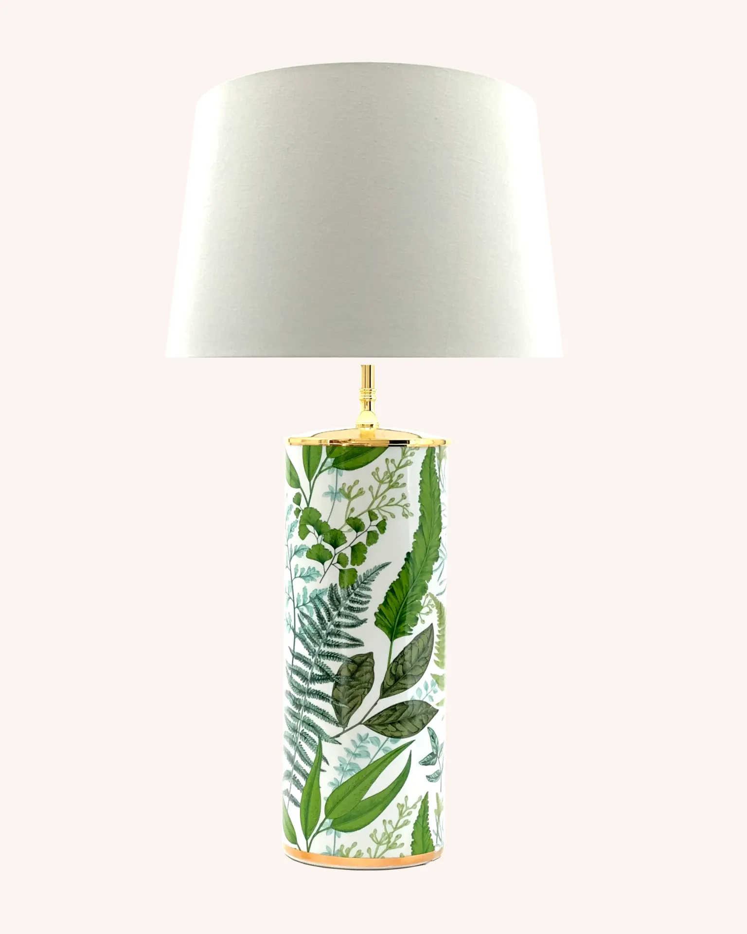 [4255851705291] Green Fern L (Rund, Baumwollchintz matt Ecru, Weiß für klare Lichtabgabe)