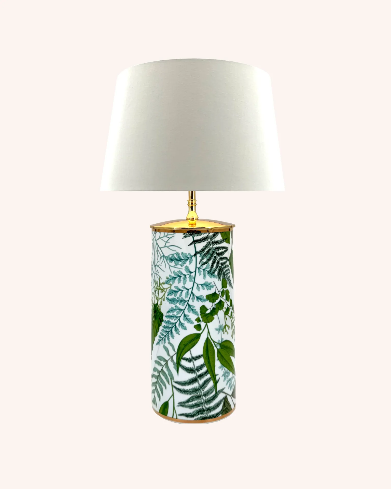 [4255851706373] Green Fern M (Rund, Baumwollchintz matt Ecru, Weiß für klare Lichtabgabe)