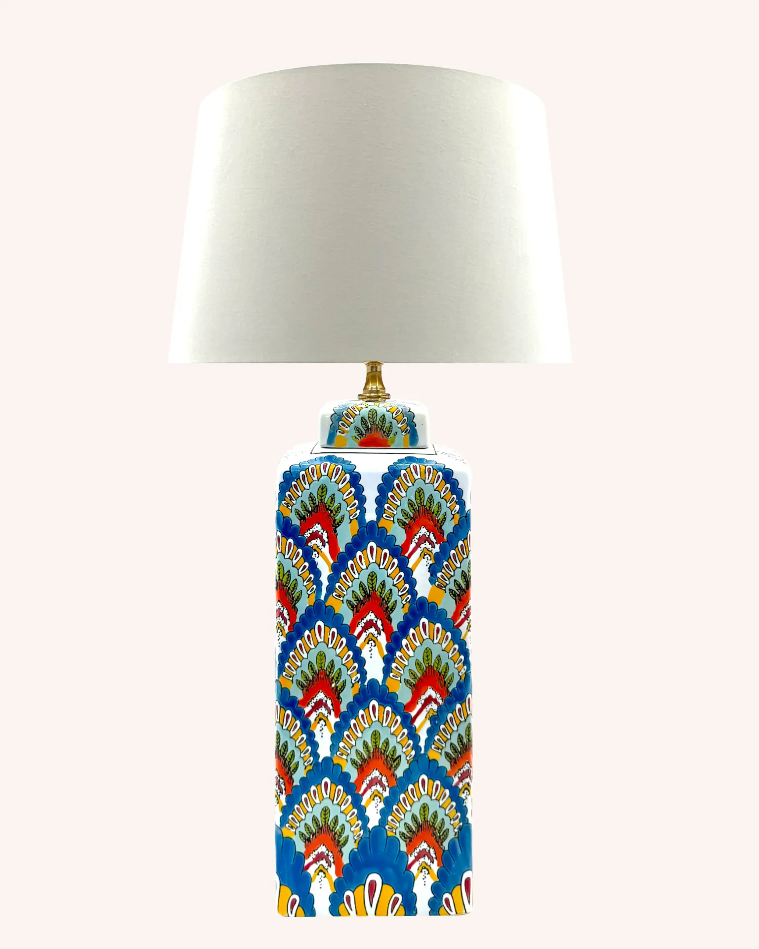 [4255851709510] Peacock L (Rund, Baumwollchintz matt Ecru, Weiß für klare Lichtabgabe)